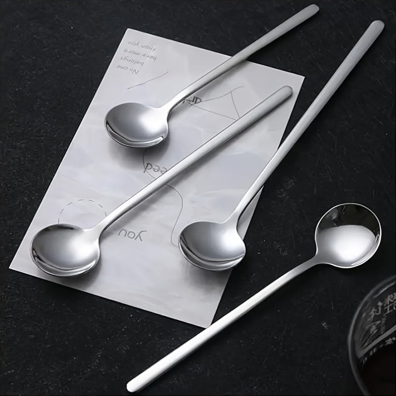 Elegant Set of 4 LongHandled Silver Coffee Spoons