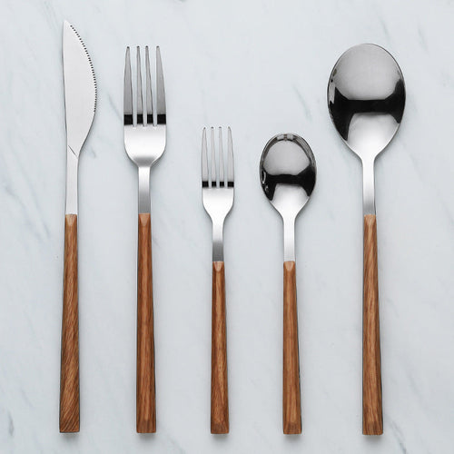 Nordic Household Steak Knife Fork Spoon Plate Stainless Steel Wooden