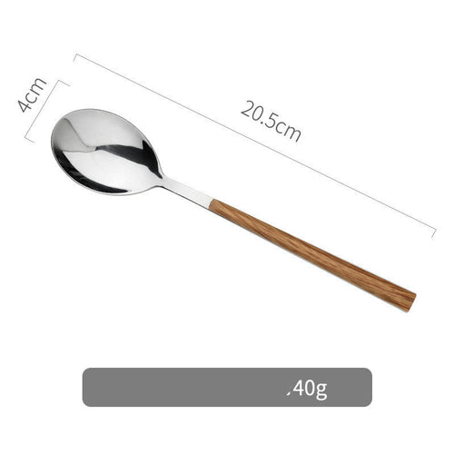 Nordic Household Steak Knife Fork Spoon Plate Stainless Steel Wooden