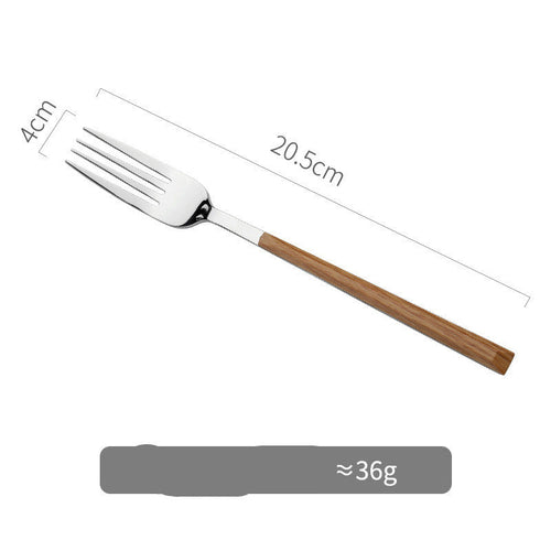 Nordic Household Steak Knife Fork Spoon Plate Stainless Steel Wooden