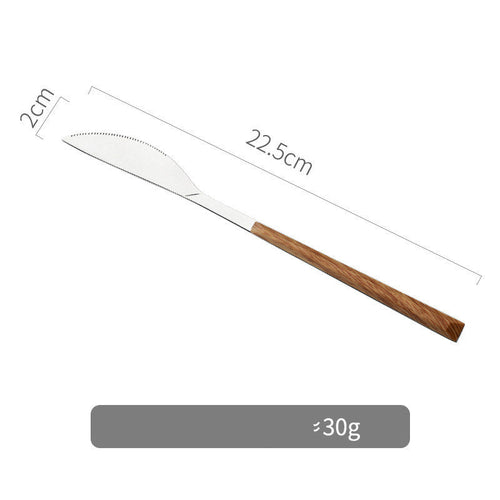 Nordic Household Steak Knife Fork Spoon Plate Stainless Steel Wooden