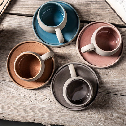 Insulated Ceramic Coffee Mug and Saucer Set