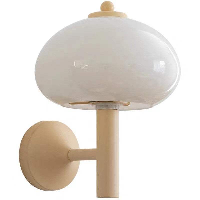 Scandinavian Contemporary Bauhaus Beige Fungus Glass Sconce
