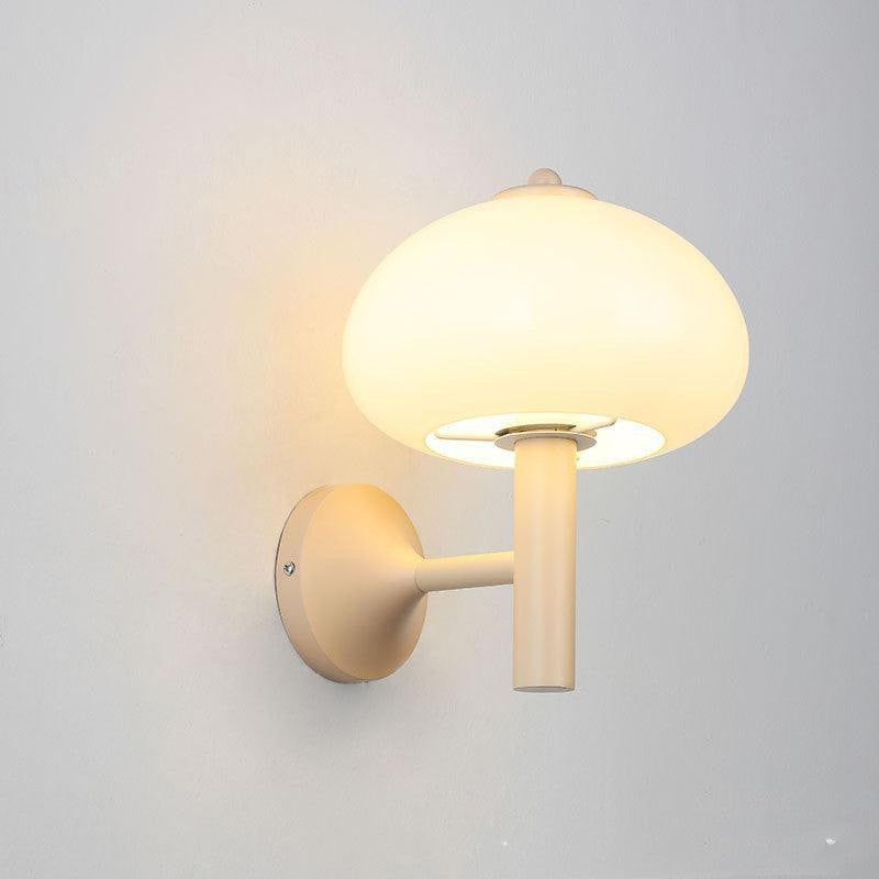 Scandinavian Contemporary Bauhaus Beige Fungus Glass Sconce