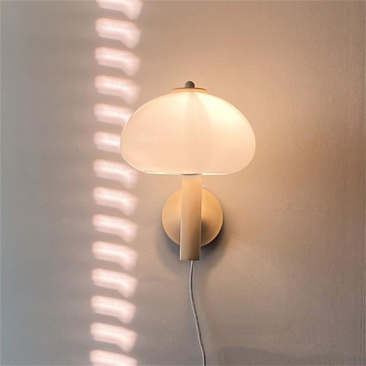 Scandinavian Contemporary Bauhaus Beige Fungus Glass Sconce