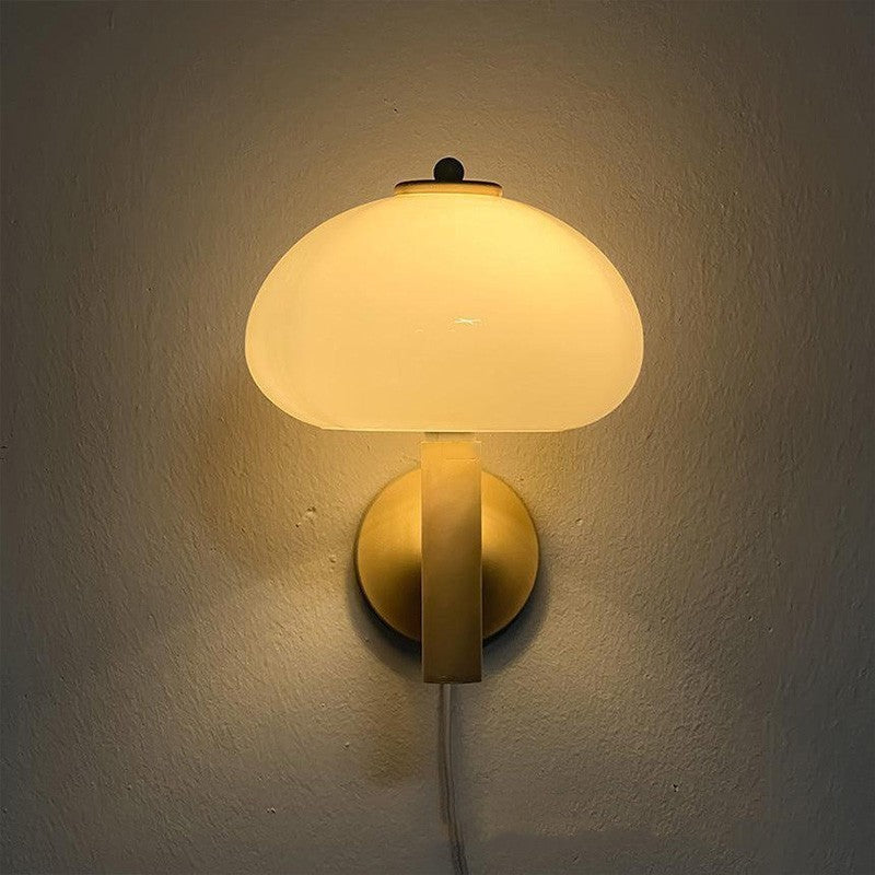 Scandinavian Contemporary Bauhaus Beige Fungus Glass Sconce