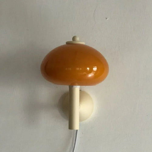 Scandinavian Contemporary Bauhaus Beige Fungus Glass Sconce
