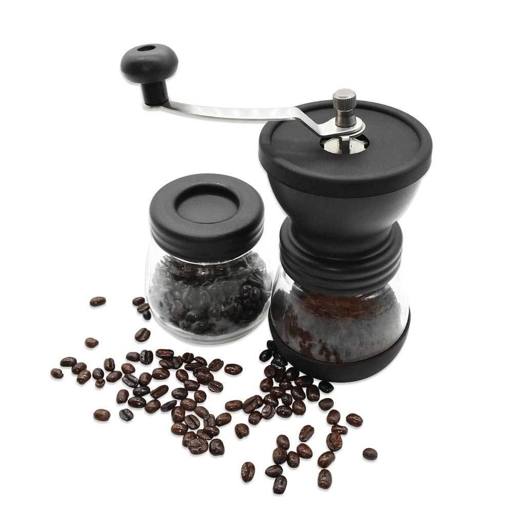 Coffee Bean Grinder - Manual Hand Stainless Ceramic Burr Core Glass
