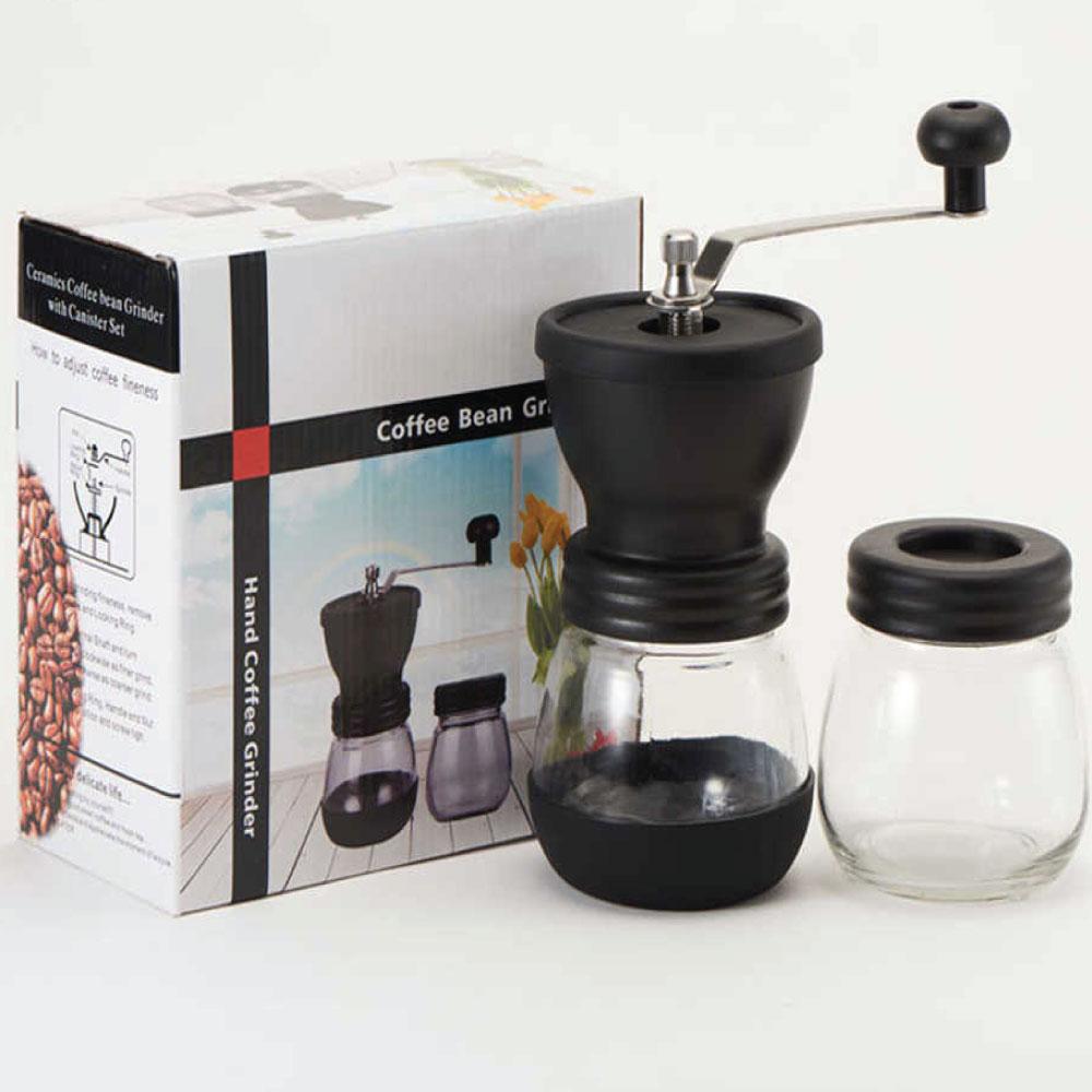 Coffee Bean Grinder - Manual Hand Stainless Ceramic Burr Core Glass