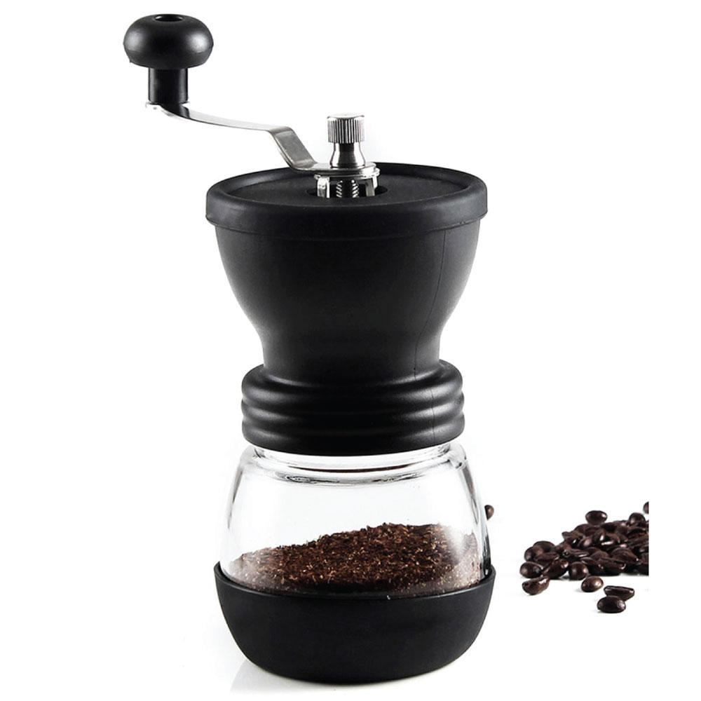 Coffee Bean Grinder - Manual Hand Stainless Ceramic Burr Core Glass