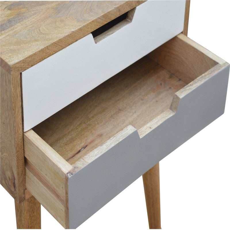Grey and White Bedside