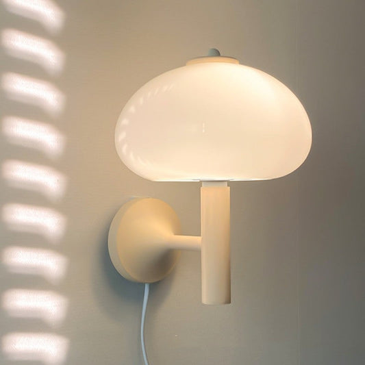 Scandinavian Contemporary Bauhaus Beige Fungus Glass Sconce
