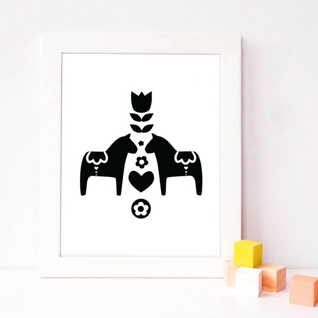 Dala Horse Canvas Art Prints and Poster , Cute