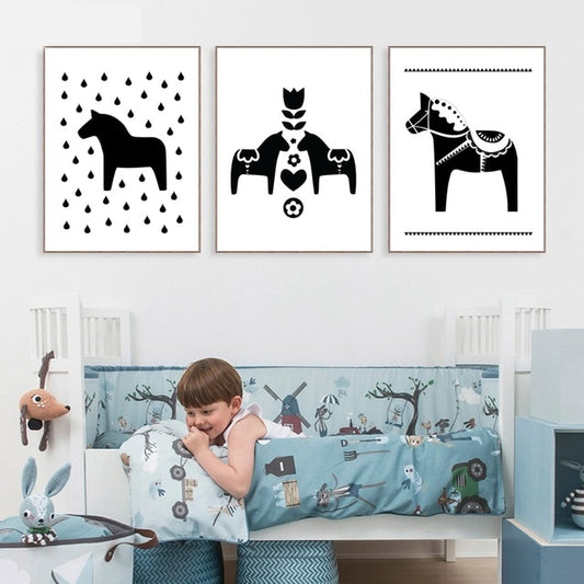 Dala Horse Canvas Art Prints and Poster , Cute