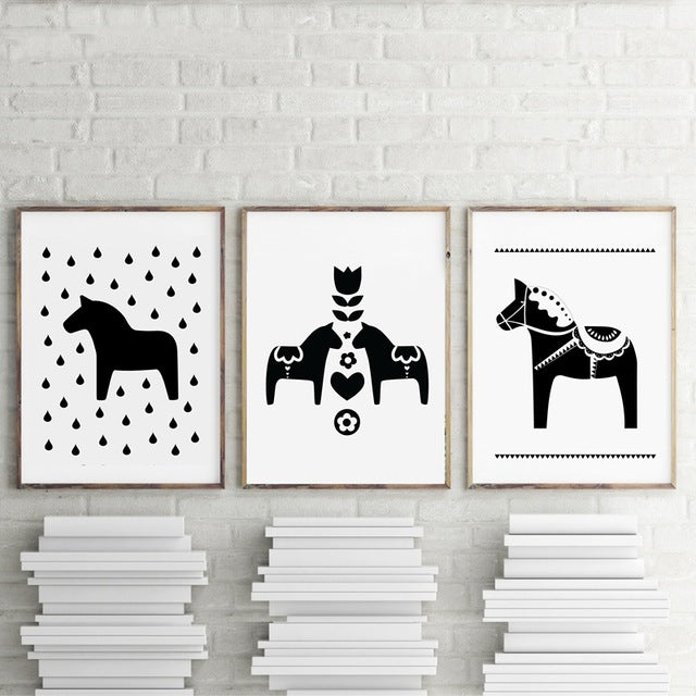Dala Horse Canvas Art Prints and Poster , Cute