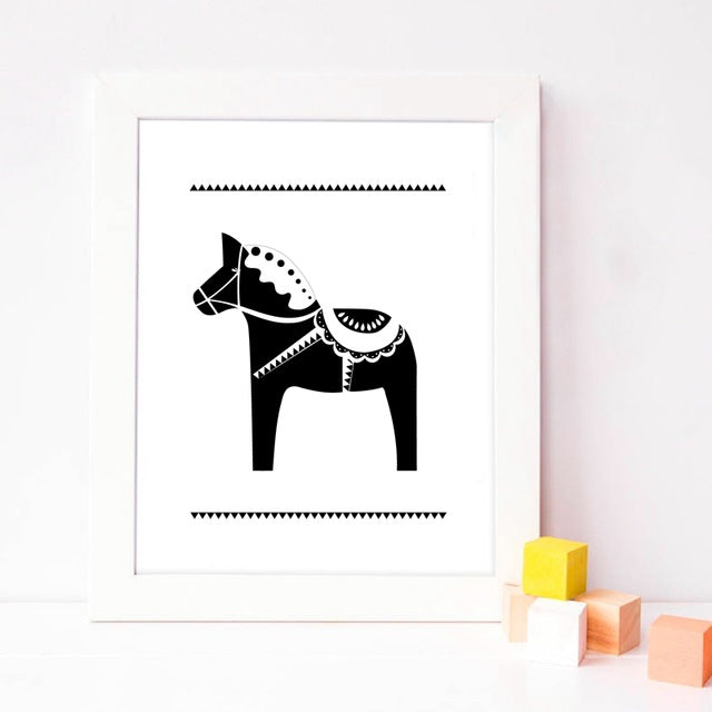 Dala Horse Canvas Art Prints and Poster , Cute