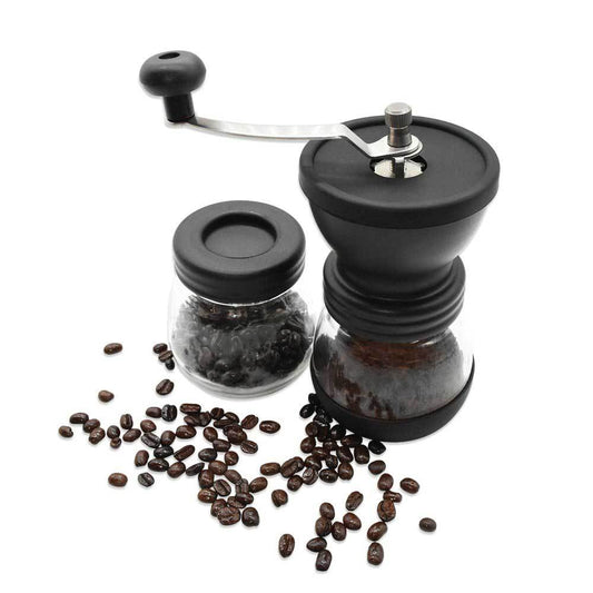 Coffee Bean Grinder - Manual Hand Stainless Ceramic Burr Core Glass